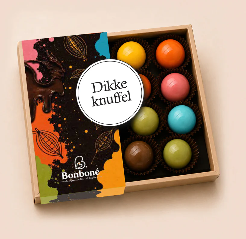 Luxe chocolade bonbons 12 stuks "Dikke knuffel"
