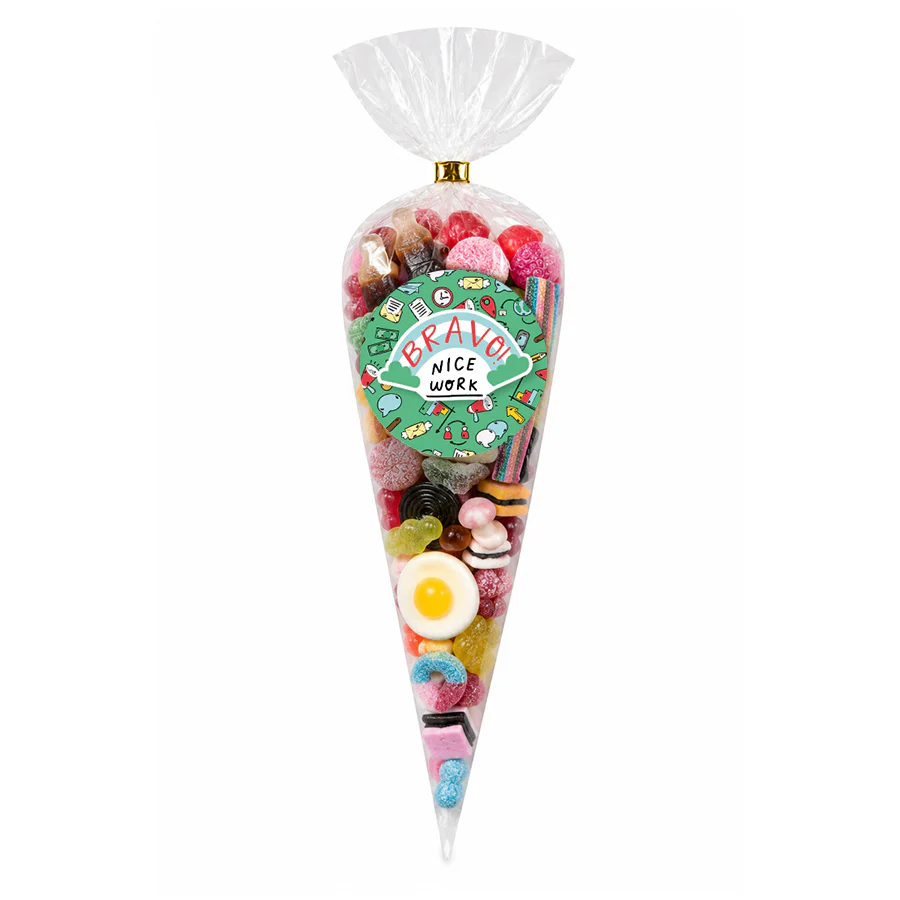 Puntzak snoepmix "Bravo, nice work" (175 gram)
