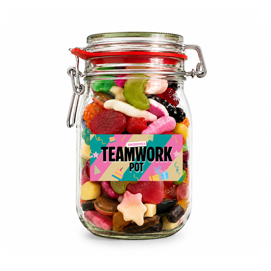 Snoeppot weck “Teamwork” snoepmix (1000 ml)