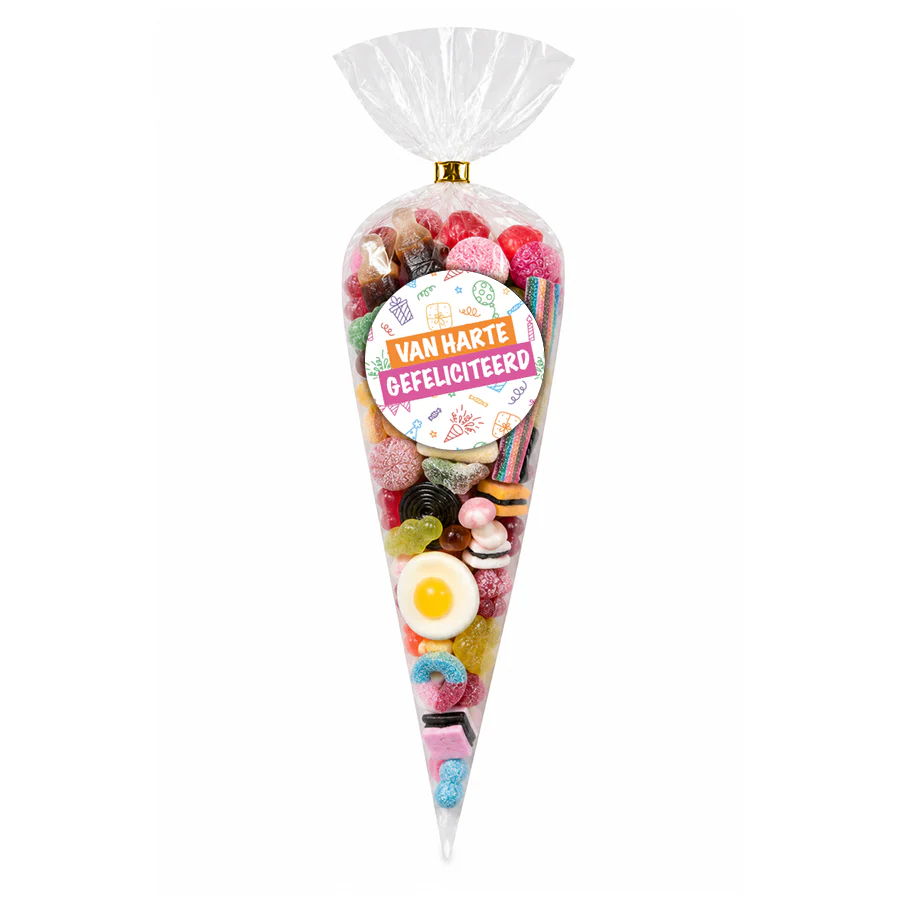 Puntzak snoepmix "Van harte gefeliciteerd" (175 gram)